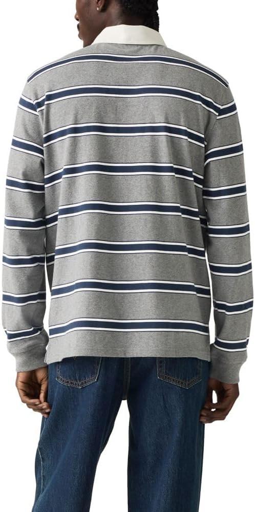 imageLevis Mens Classic Long Sleeve Rugby ShirtNew Ryker Stripe Heather