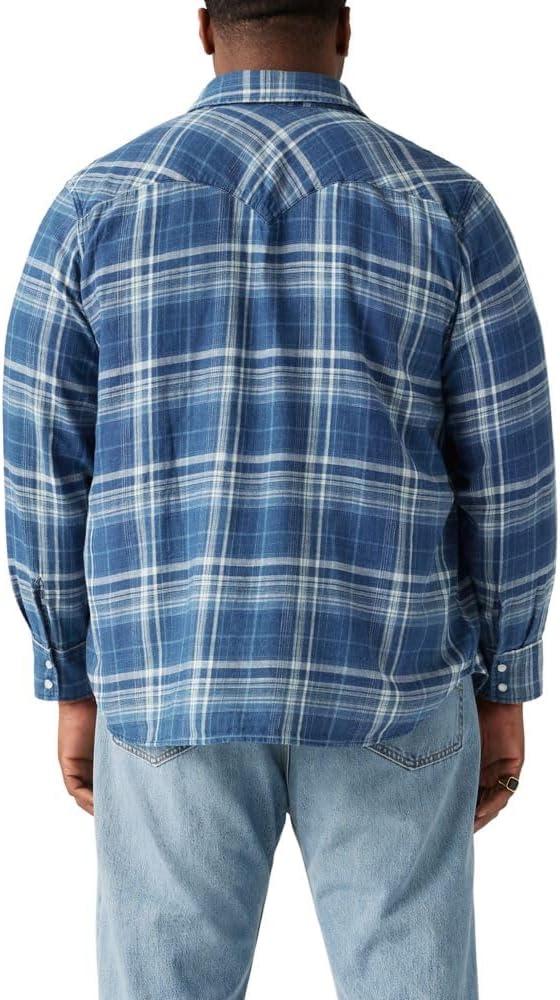 imageLevis Mens Classic Western Shirt Also Available in Big amp TallCrater Indigo Plaid