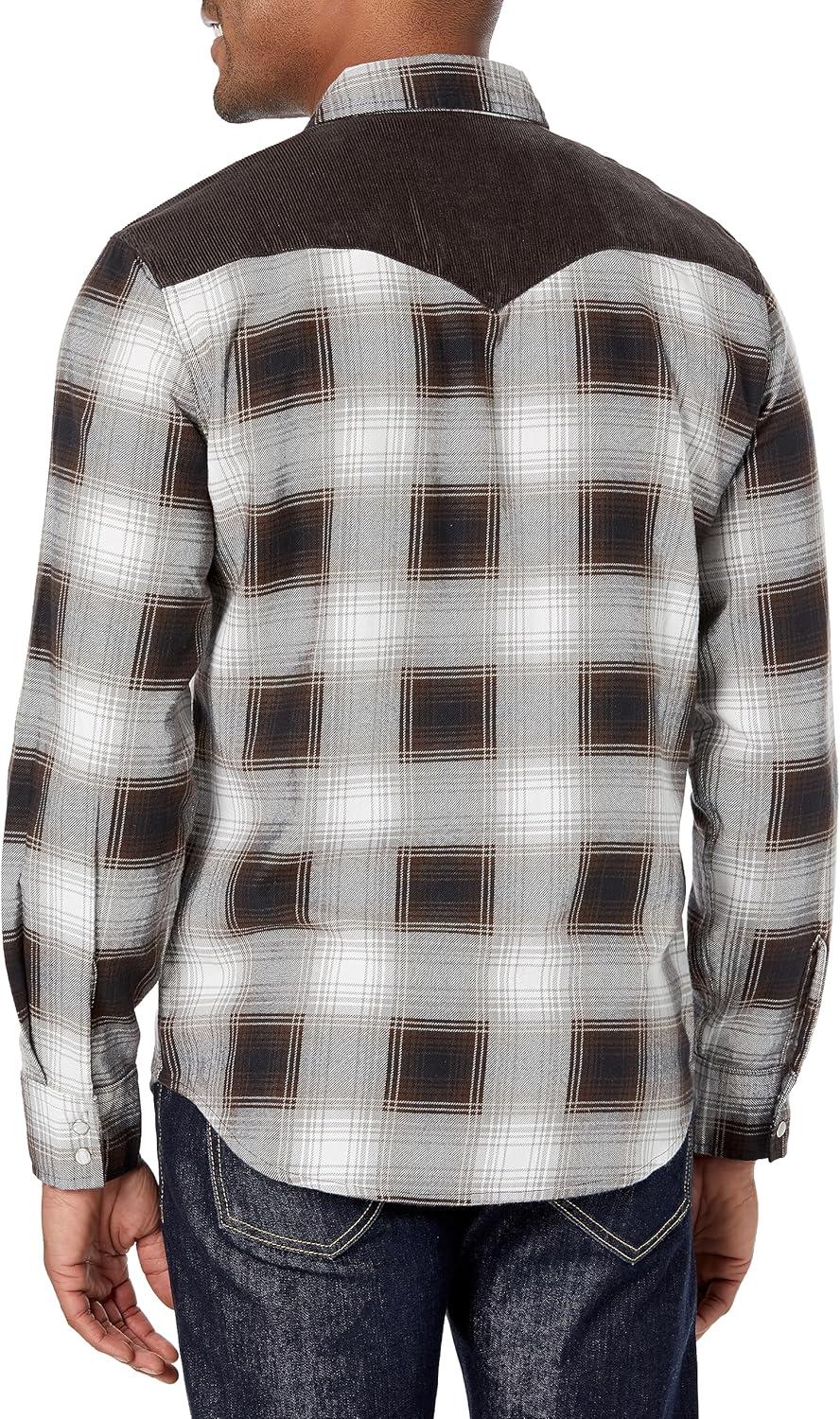 imageLevis Mens Classic Western Shirt Also Available in Big amp TallHarvey Plaid Chocolate Brown