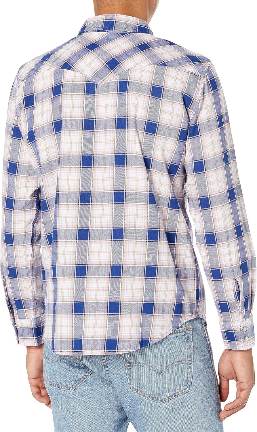 imageLevis Mens Classic Western Shirt Also Available in Big amp TallHugo Plaid Sodalite Blue