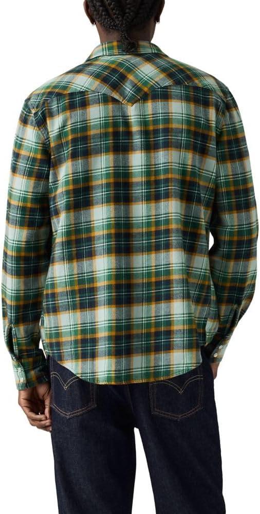 imageLevis Mens Classic Western Shirt Also Available in Big amp TallJulius Plaid Abyss Non Stretch