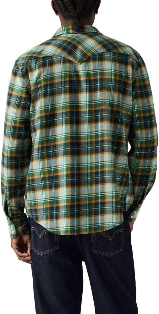 imageLevis Mens Classic Western Shirt Also Available in Big amp TallJulius Plaid Abyss Non Stretch