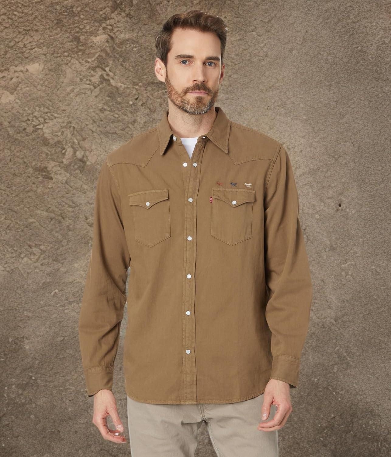 imageLevis Mens Classic Western Shirt Also Available in Big amp TallNew Angler Otter Overdye