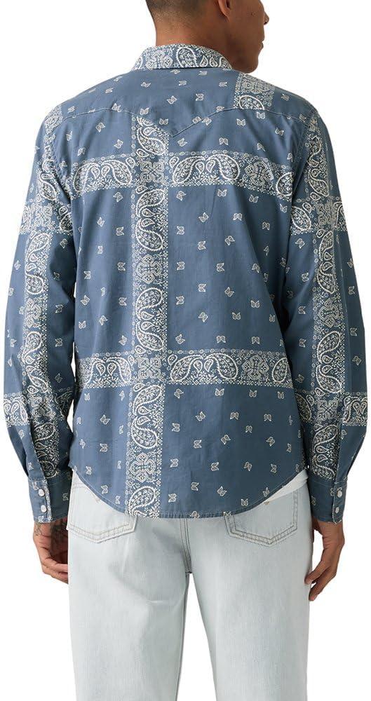 imageLevis Mens Classic Western Shirt Also Available in Big amp TallNew Azad Paisley Ensign Blue