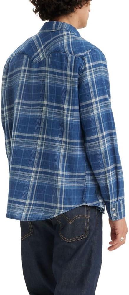 imageLevis Mens Classic Western Shirt Also Available in Big amp TallNew Crater Indigo Plaid