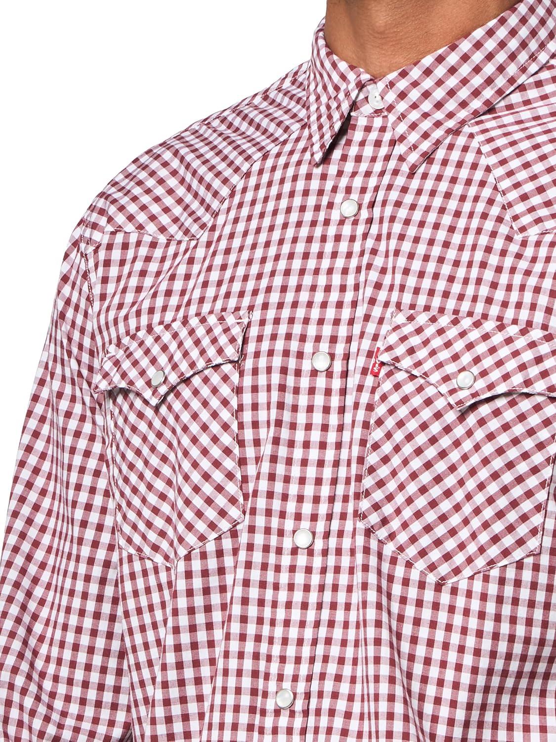 imageLevis Mens Classic Western Shirt Also Available in Big amp TallNew Filip Plaid Oxblood