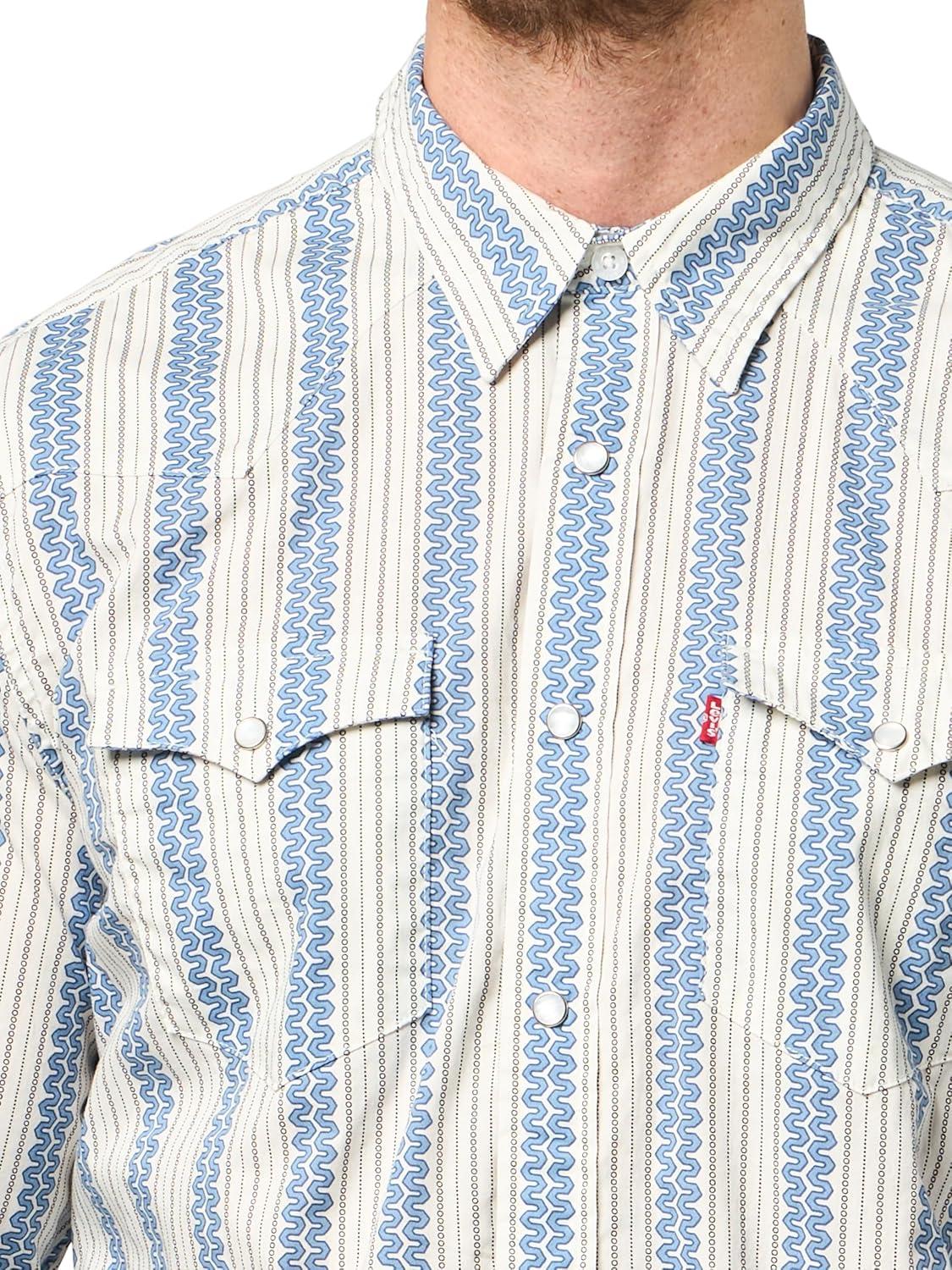 imageLevis Mens Classic Western Shirt Also Available in Big amp TallNew Kassidy Printed Stripe Egret