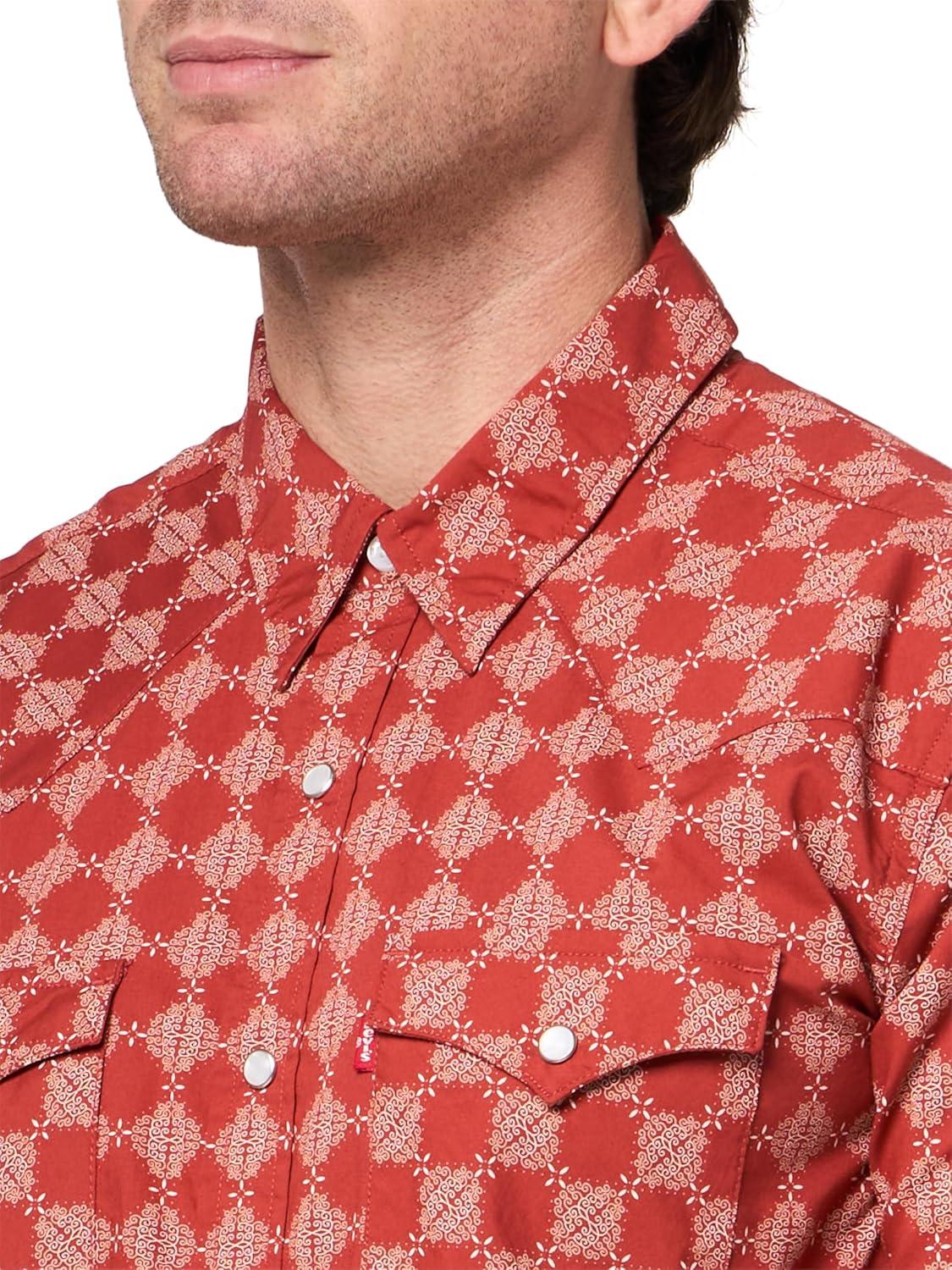 imageLevis Mens Classic Western Shirt Also Available in Big amp TallNew Reflect Geo Bossa Nova Red