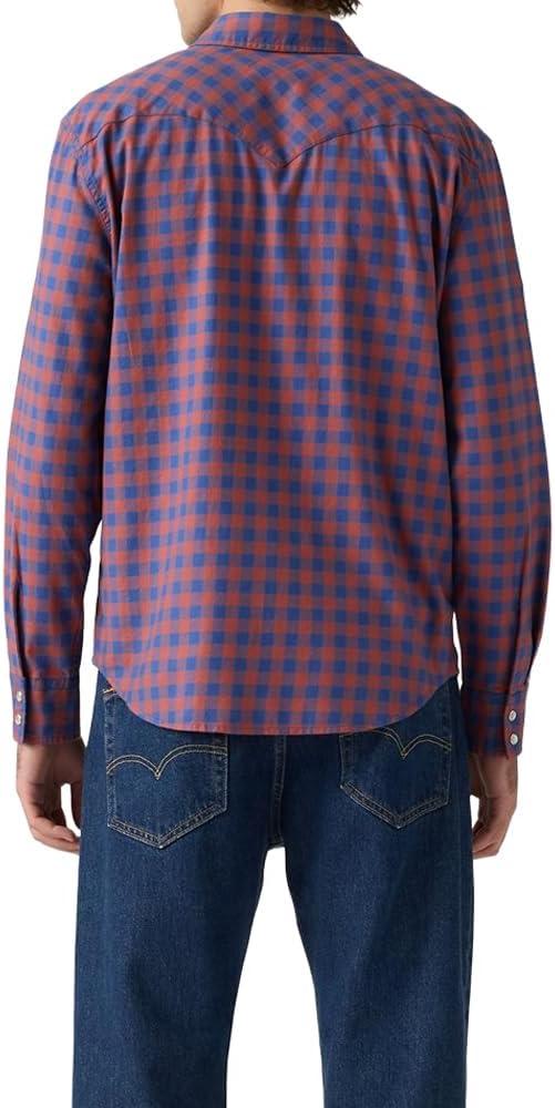 imageLevis Mens Classic Western Shirt Also Available in Big amp TallNew Trenton Plaid Sunshine Blue