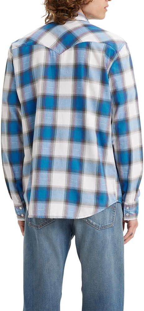 imageLevis Mens Classic Western Shirt Also Available in Big amp TallNew Van Plaid Sea of Belize Plaid