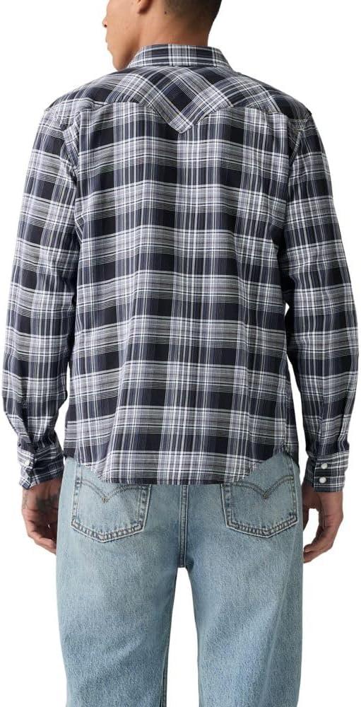 imageLevis Mens Classic Western Shirt Also Available in Big amp TallNils Plaid Jet Black