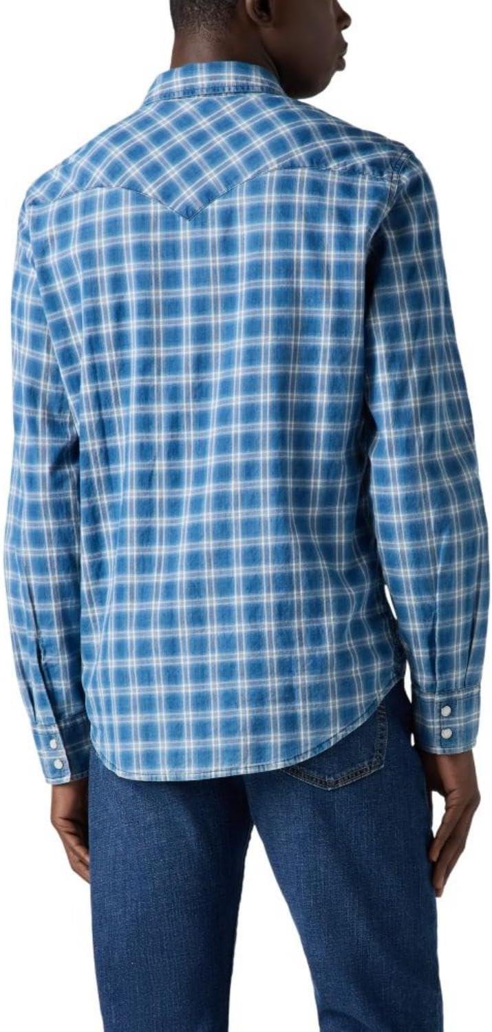 imageLevis Mens Classic Western Shirt Also Available in Big amp TallWeaver Indigo Shadow Plaid