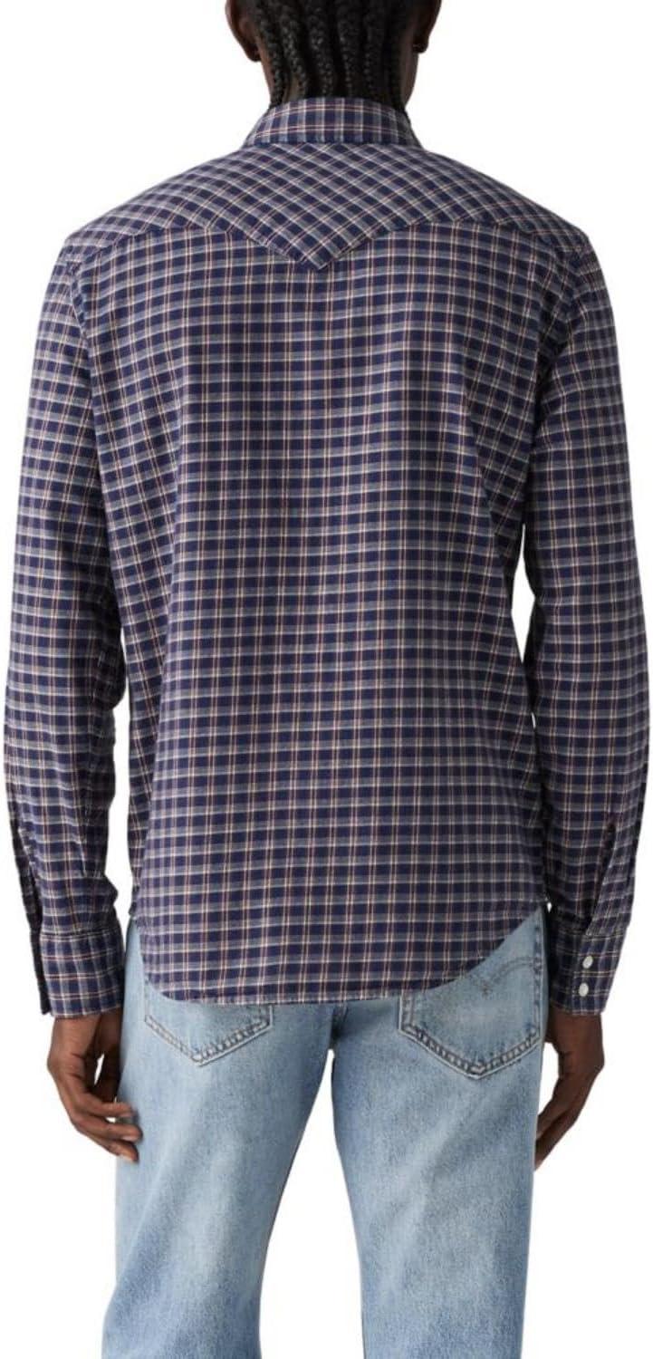 imageLevis Mens Classic Western Shirt Also Available in Big amp TallWesley Micro Plaid Dress Blues