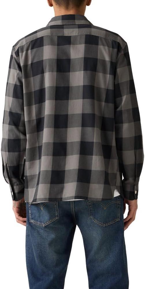 imageLevis Mens Classic Worker Long Sleeve ShirtNew Albany Plaid Smoked Pearl Twill