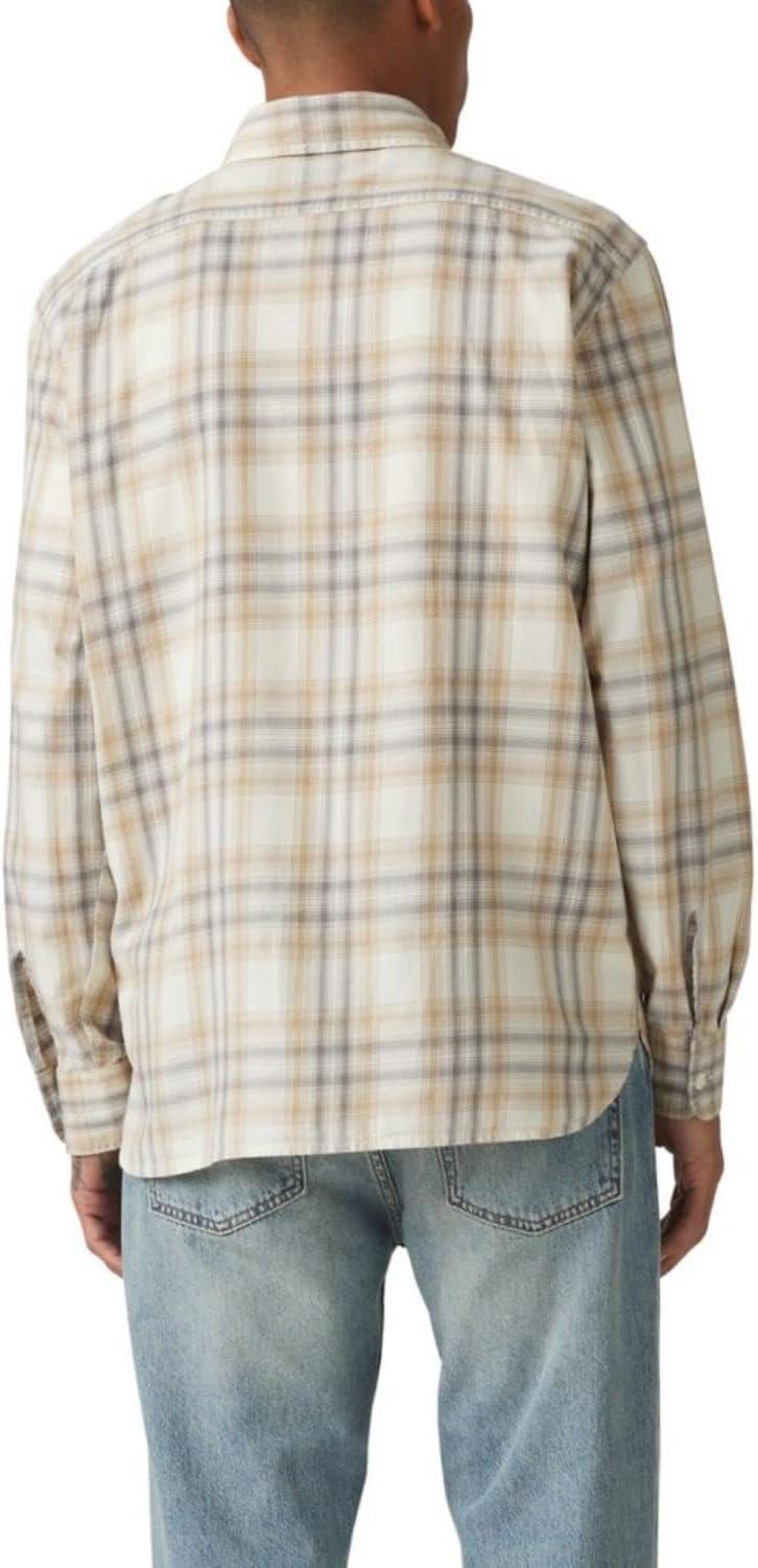 imageLevis Mens Classic Worker Long Sleeve ShirtNew Macias Plaid Antique Ivory Twill