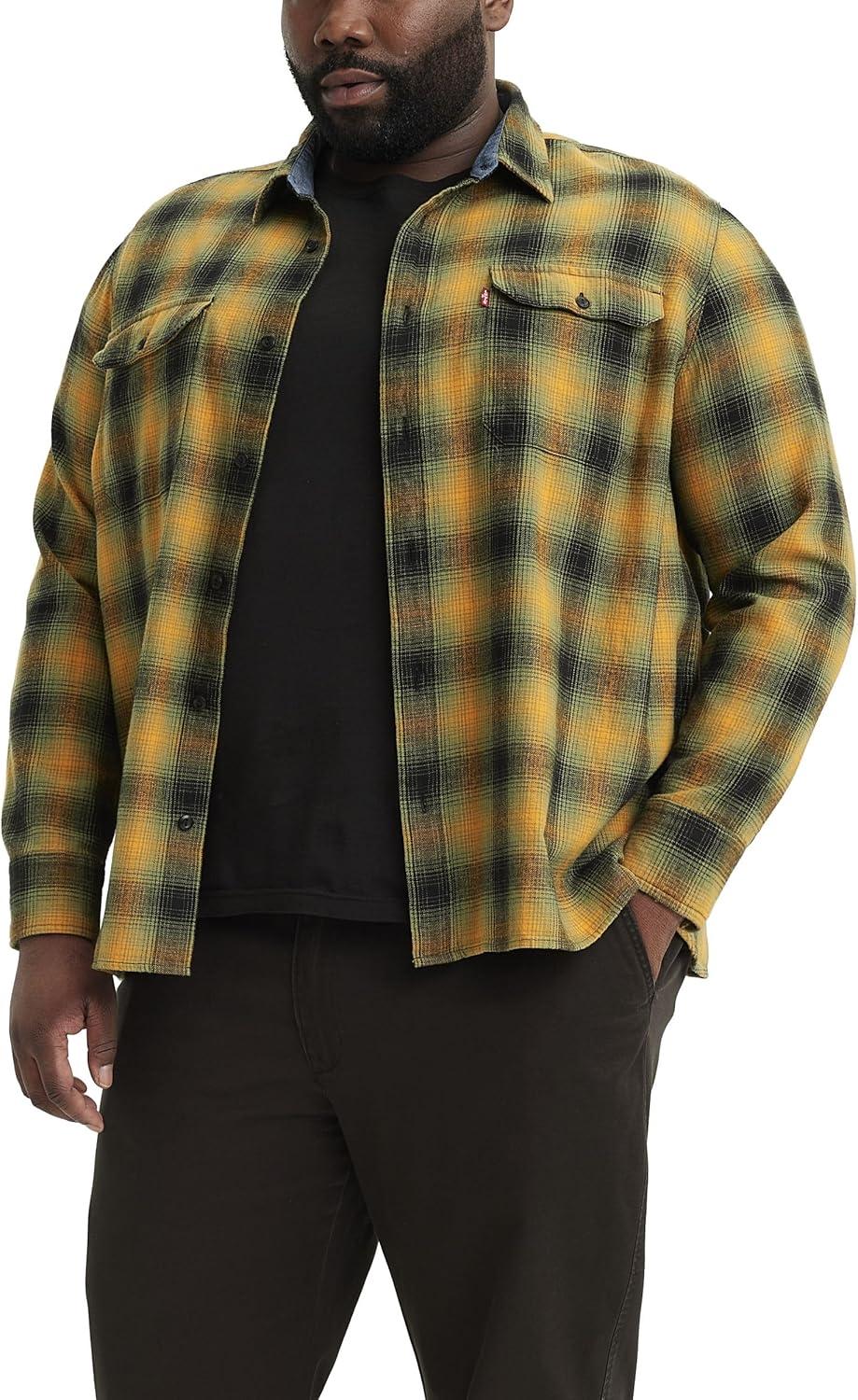 imageLevis Mens Classic Worker Long Sleeve ShirtScottie Plaid Desert Sun