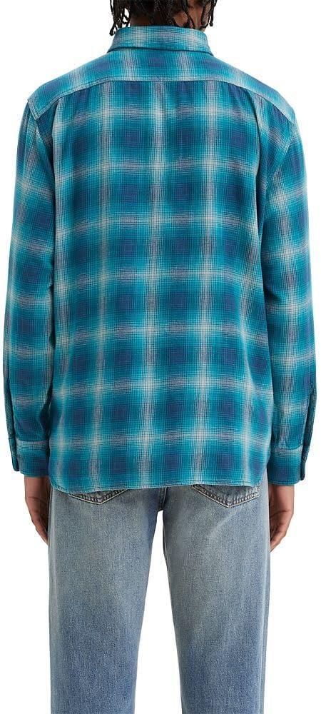 imageLevis Mens Classic Worker Long Sleeve ShirtScottie Plaid Ocean Depths
