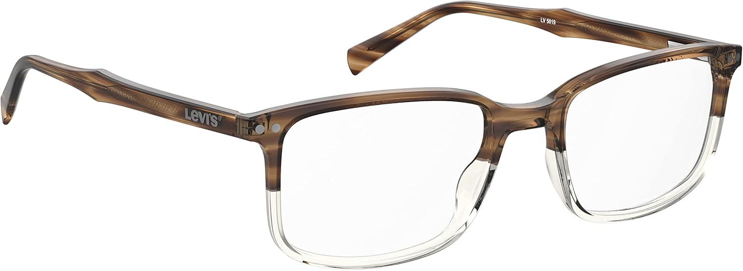 imageLevis Mens LV 5019 Rectangular Prescription Eyewear Frames Brown HornDemo Lens 54 mm 19mm
