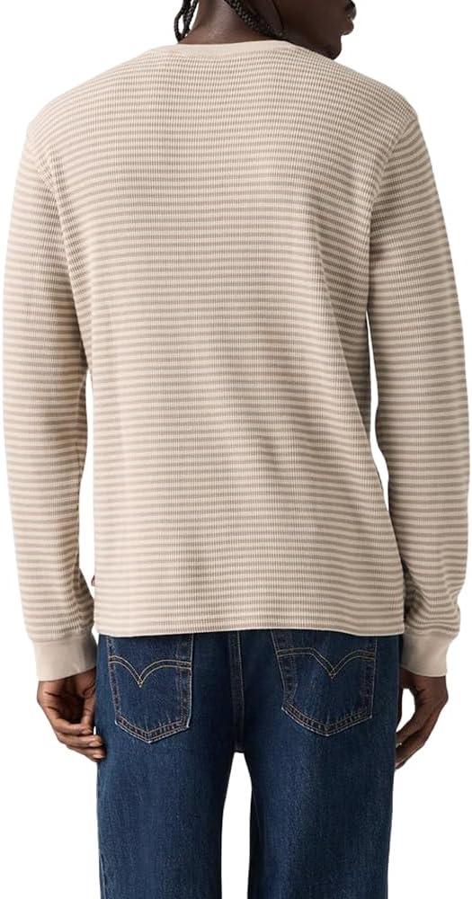 imageLevis Mens Long Sleeve Relaxed Thermal ShirtNew Hesper Stripe Vintage Khaki
