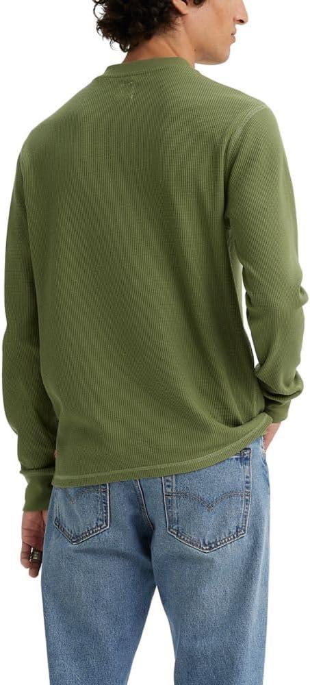 imageLevis Mens Long Sleeve Thermal 3 Button HenleyBluish Olive