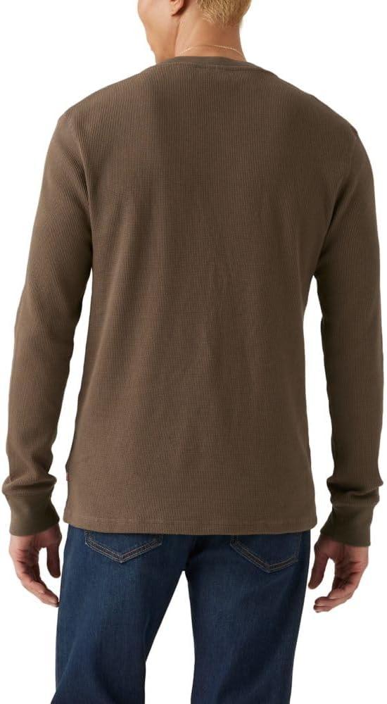 imageLevis Mens Long Sleeve Thermal 3 Button HenleyKhaki Green