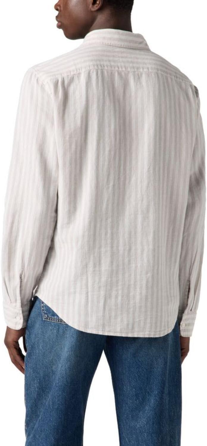 imageLevis Mens OverallRicky Stripe Vapor Grey Cotton Linen
