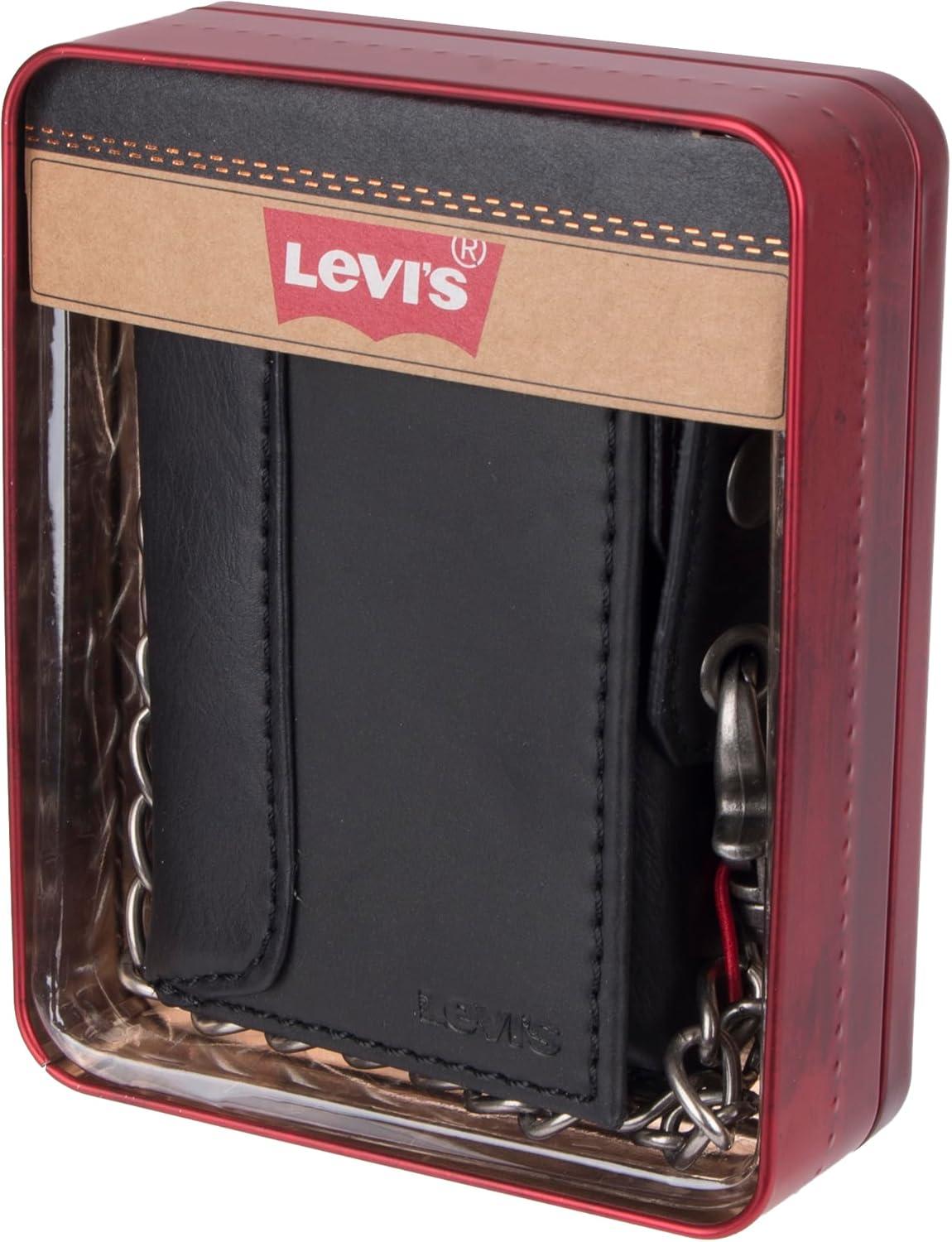 imageLevis Mens RFID Trifold WalletSleek and Slim Includes ID Window and Credit Card HolderBlack Chain