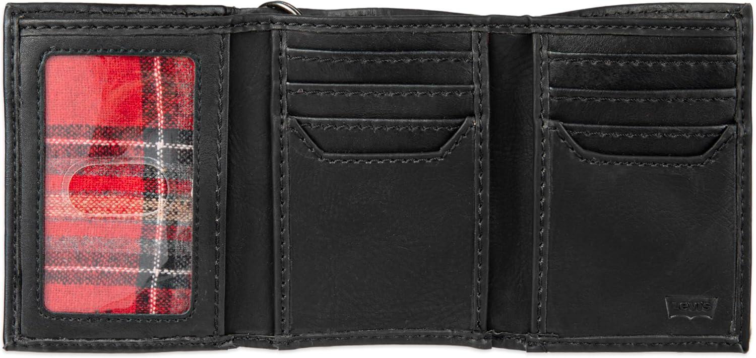 imageLevis Mens RFID Trifold WalletSleek and Slim Includes ID Window and Credit Card HolderBlack Chain