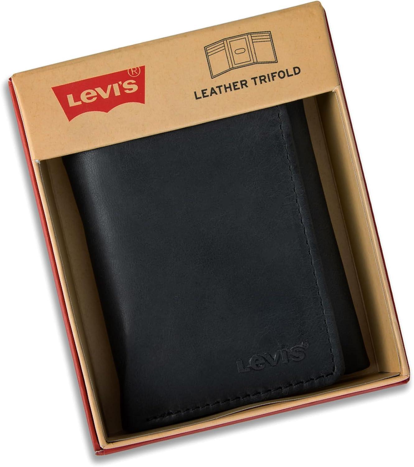 imageLevis Mens RFID Trifold WalletSleek and Slim Includes ID Window and Credit Card HolderBlack Slim