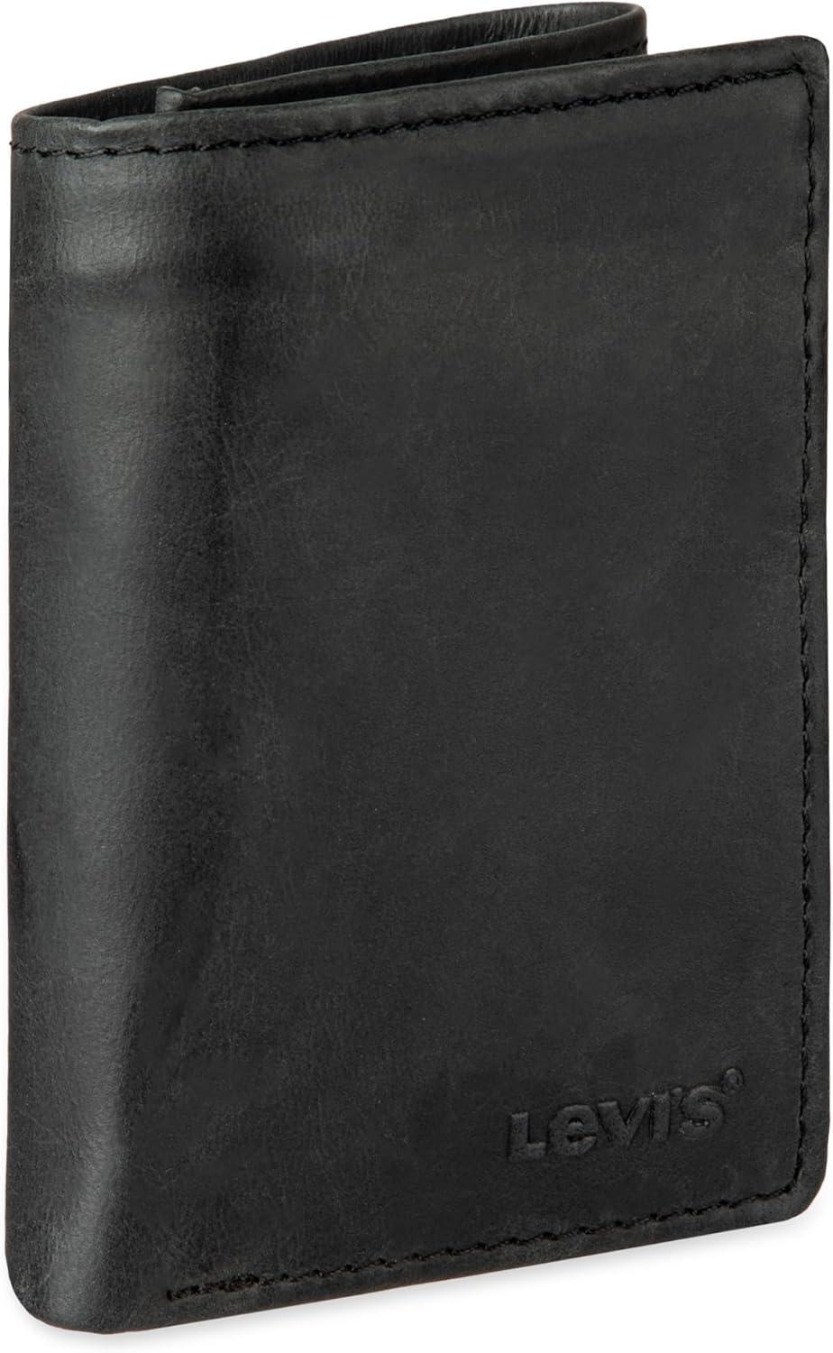 imageLevis Mens RFID Trifold WalletSleek and Slim Includes ID Window and Credit Card HolderBlack Slim