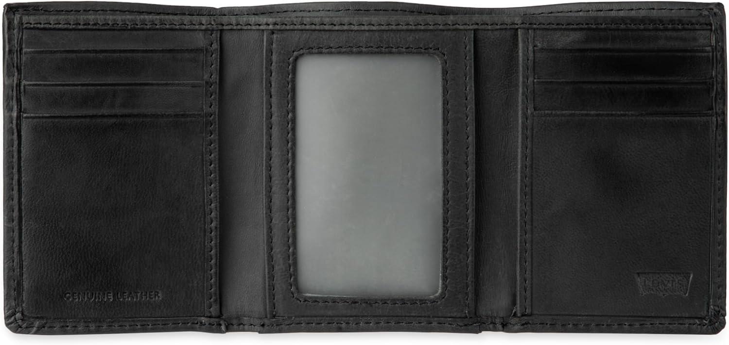 imageLevis Mens RFID Trifold WalletSleek and Slim Includes ID Window and Credit Card HolderBlack Slim