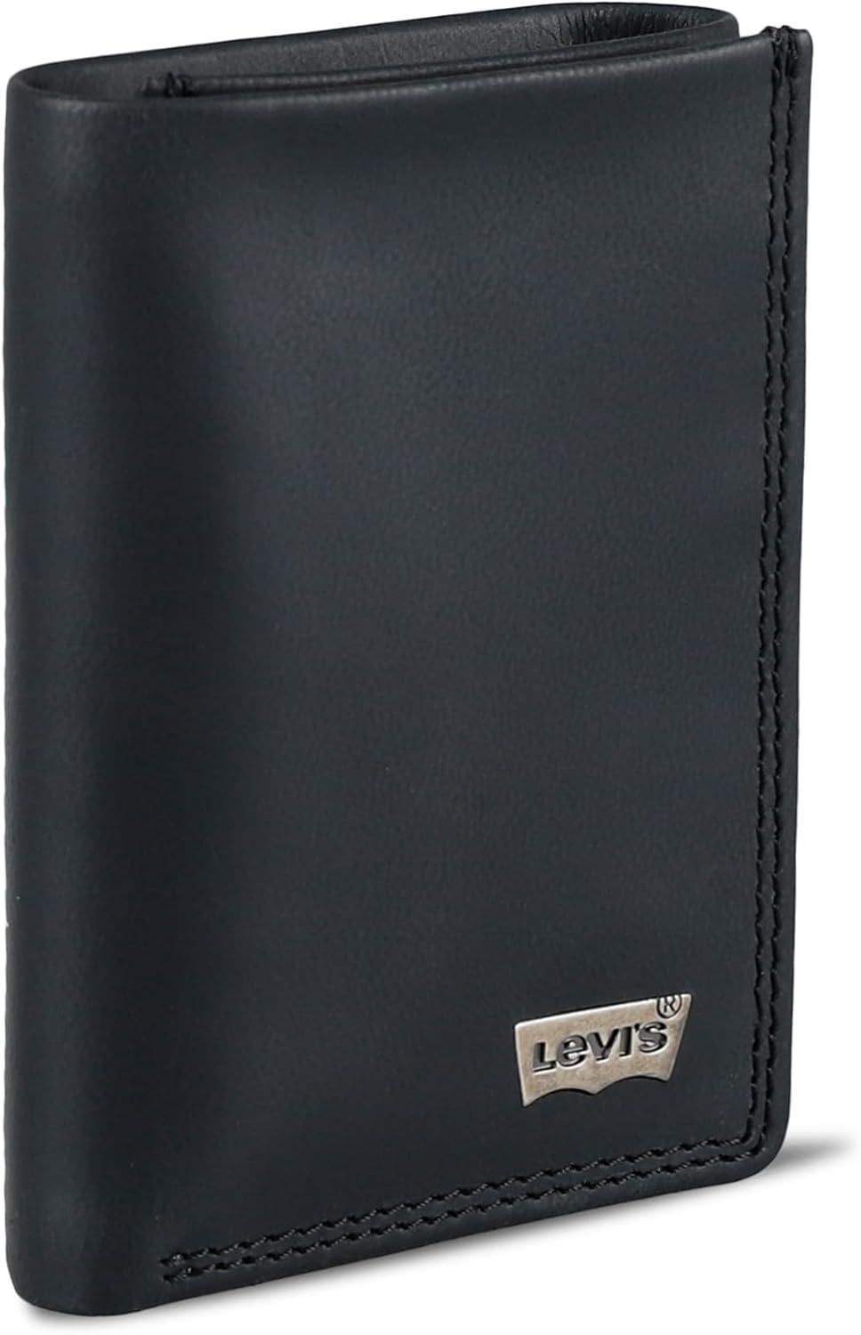 imageLevis Mens RFID Trifold WalletSleek and Slim Includes ID Window and Credit Card HolderBlack Xcap