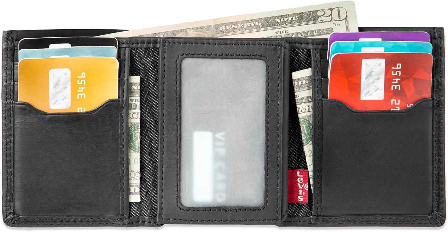 imageLevis Mens RFID Trifold WalletSleek and Slim Includes ID Window and Credit Card HolderBlack Xcap