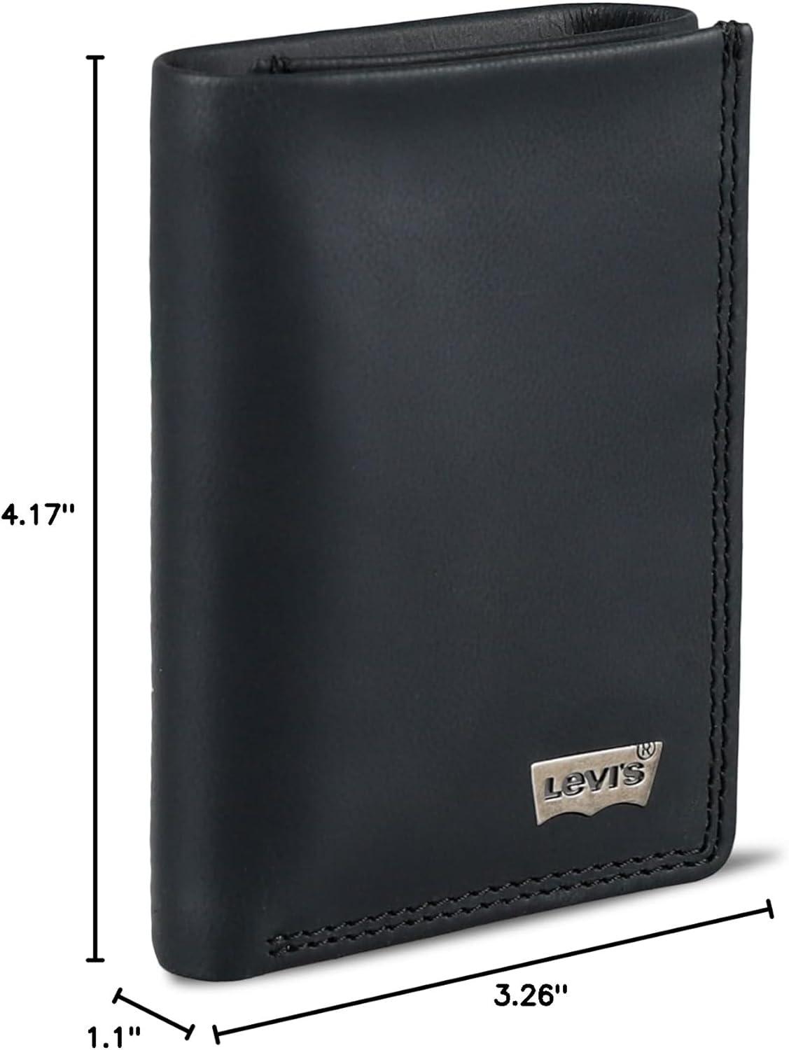 imageLevis Mens RFID Trifold WalletSleek and Slim Includes ID Window and Credit Card HolderBlack Xcap