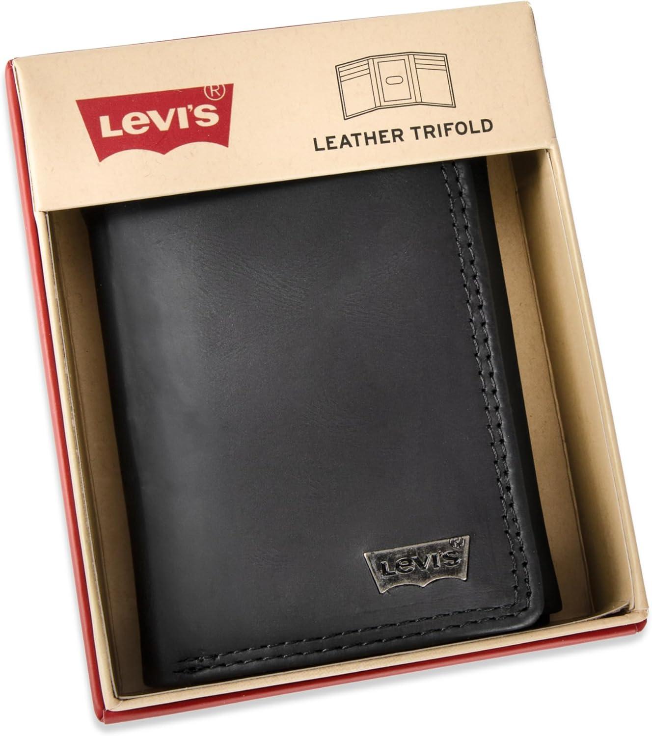 imageLevis Mens RFID Trifold WalletSleek and Slim Includes ID Window and Credit Card HolderBlack Xcap