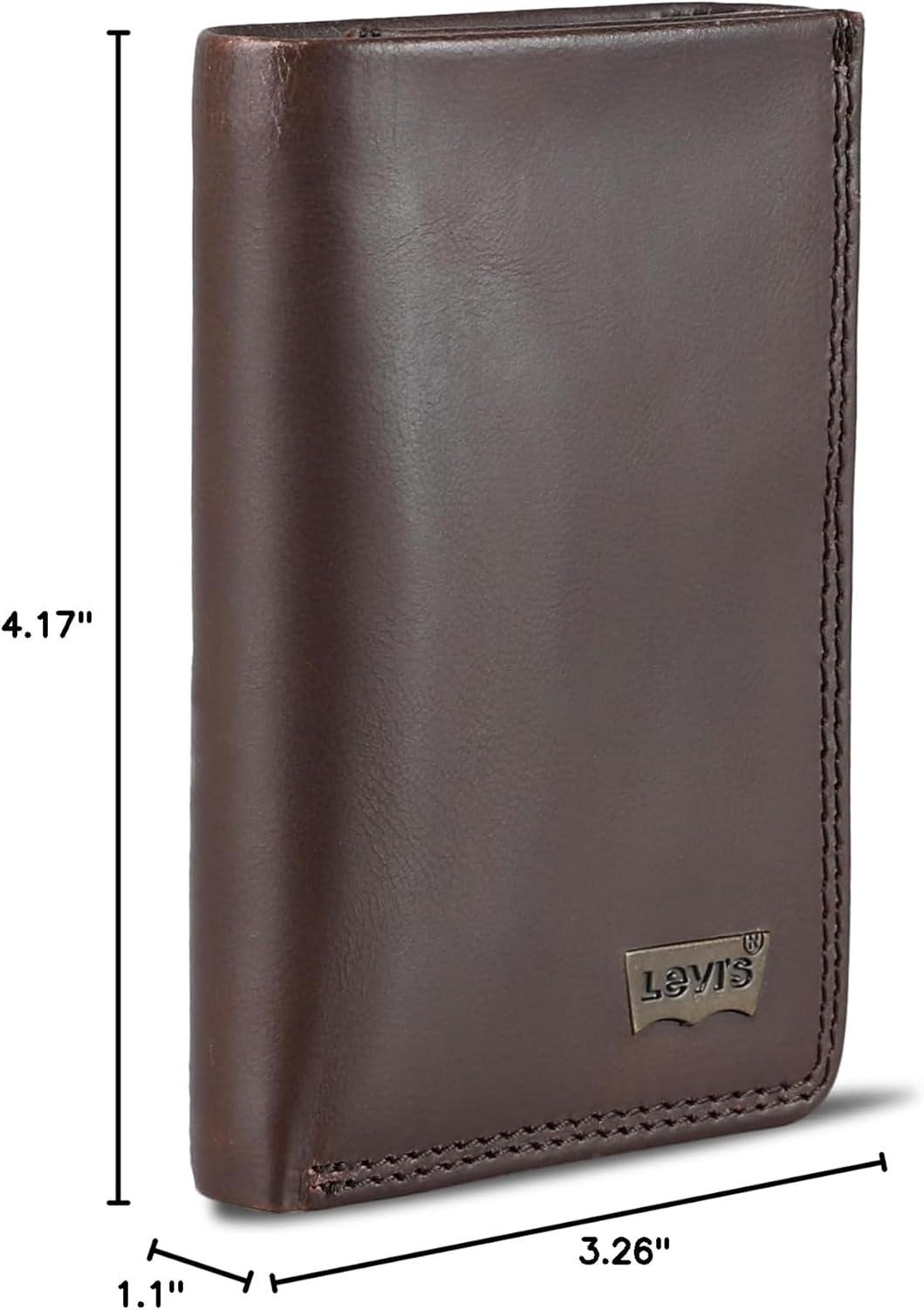 imageLevis Mens RFID Trifold WalletSleek and Slim Includes ID Window and Credit Card HolderBrown Xcap