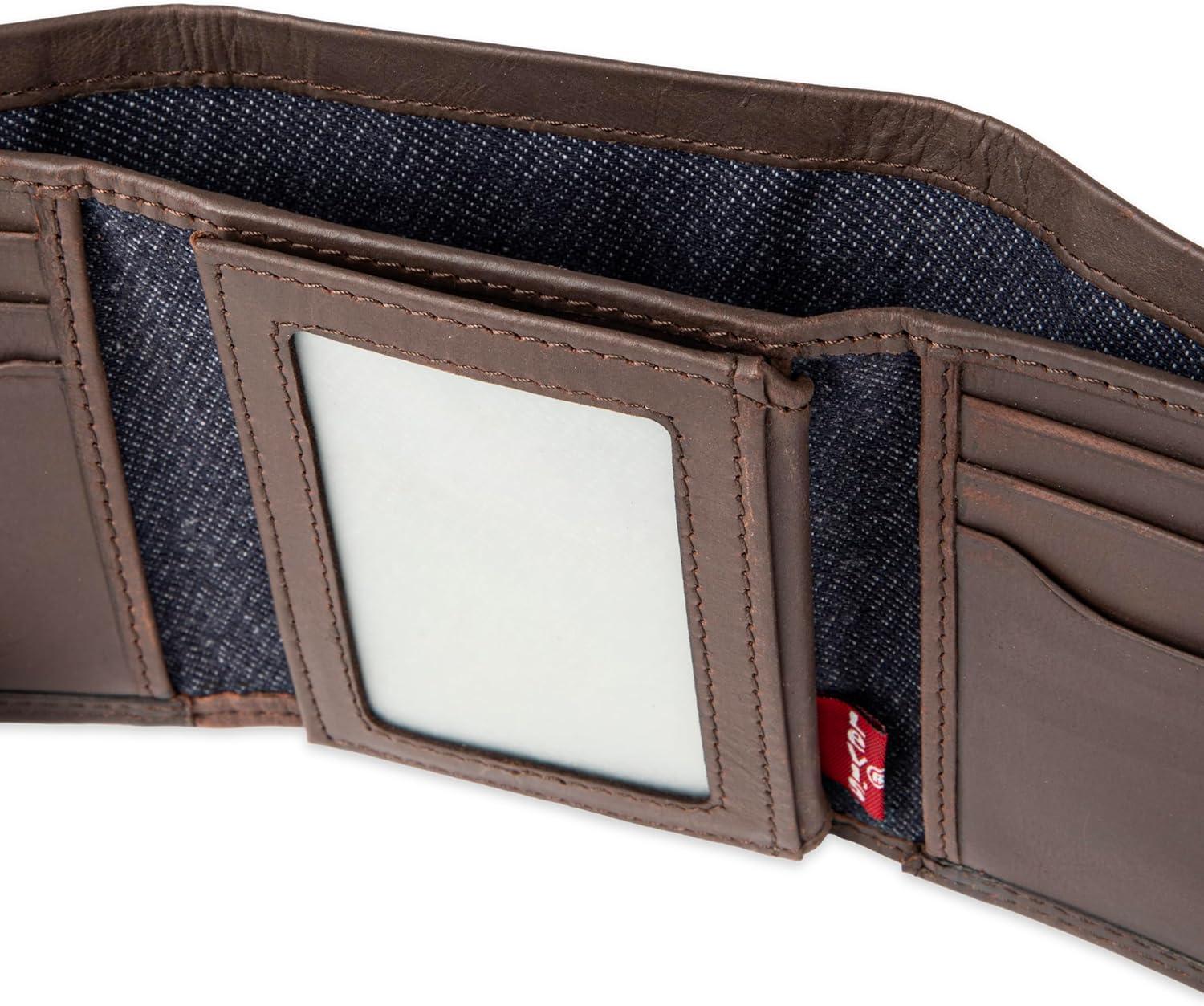imageLevis Mens RFID Trifold WalletSleek and Slim Includes ID Window and Credit Card HolderBrown Xcap