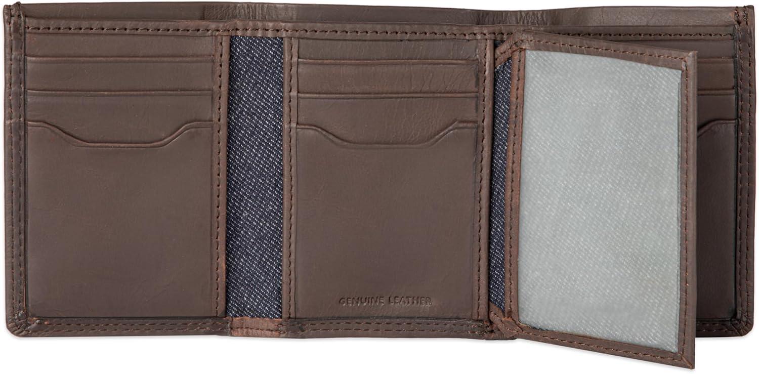 imageLevis Mens RFID Trifold WalletSleek and Slim Includes ID Window and Credit Card HolderBrown Xcap
