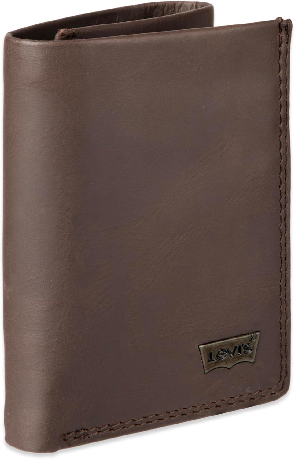 imageLevis Mens RFID Trifold WalletSleek and Slim Includes ID Window and Credit Card HolderBrown Xcap