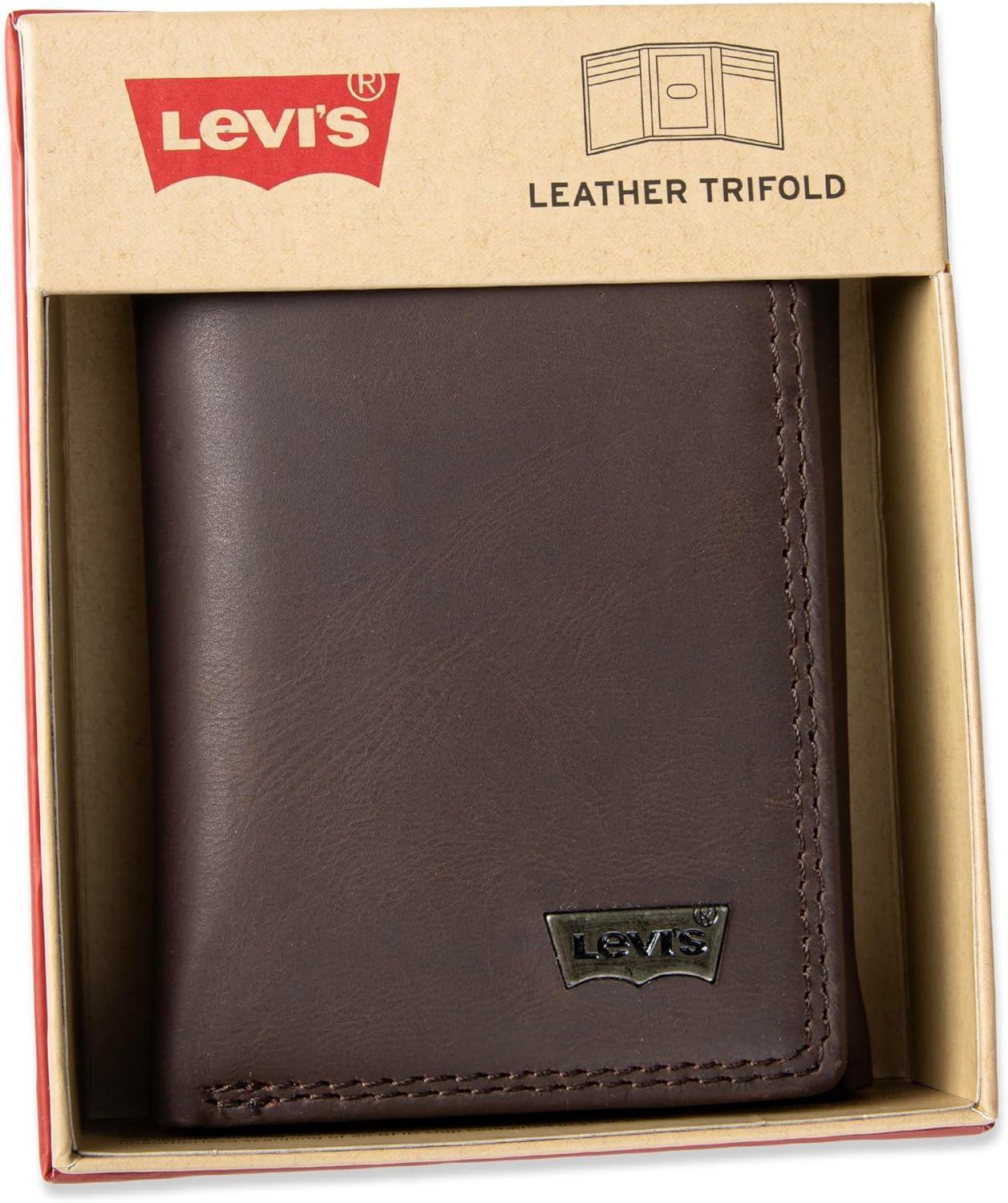 imageLevis Mens RFID Trifold WalletSleek and Slim Includes ID Window and Credit Card HolderBrown Xcap