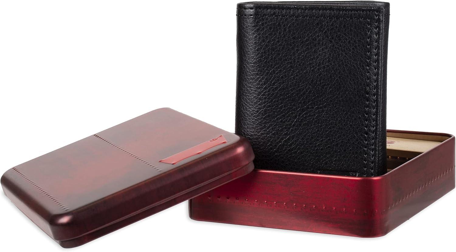 imageLevis Mens RFID Trifold WalletSleek and Slim Includes ID Window and Credit Card HolderNoir Black