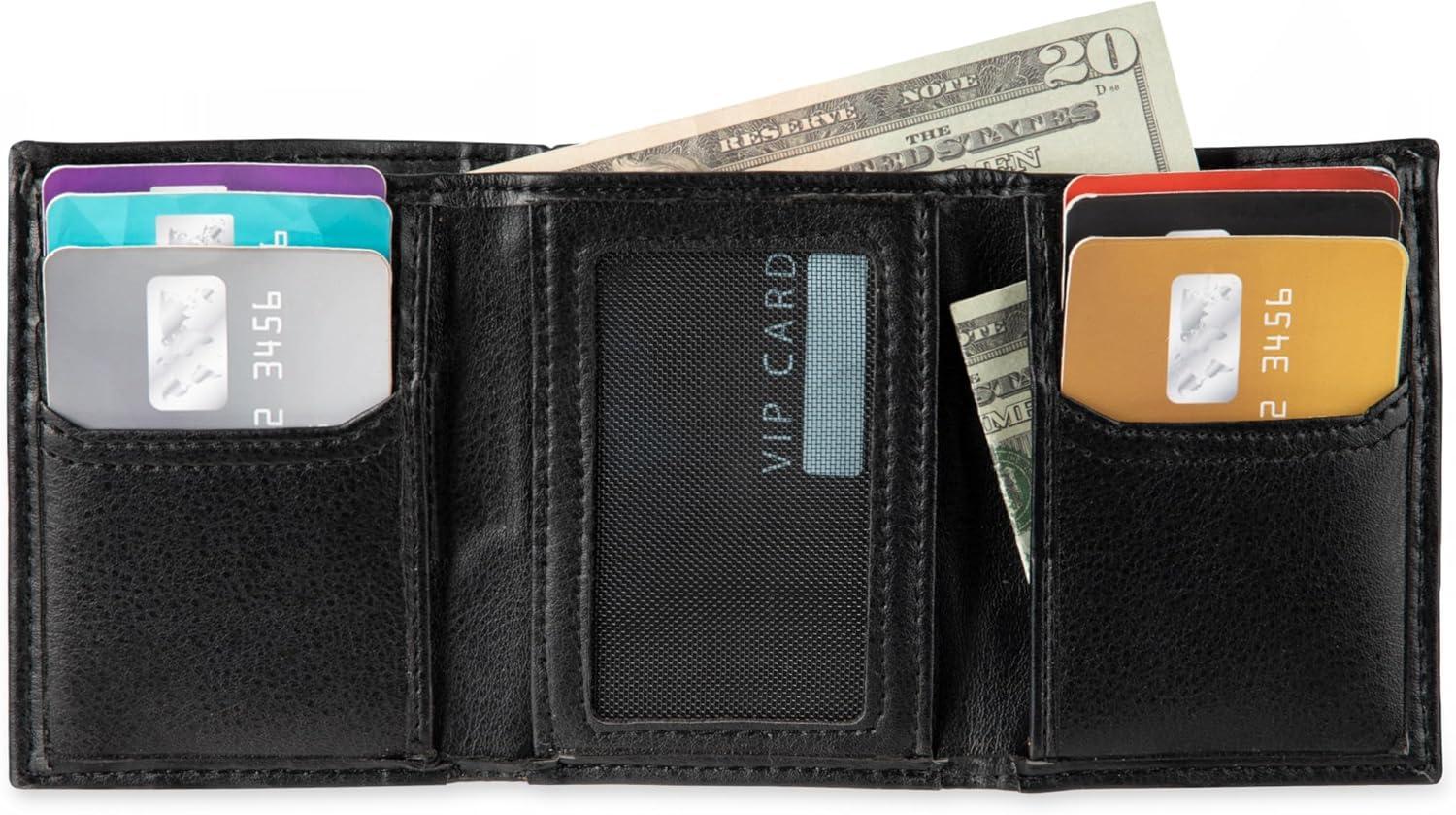 imageLevis Mens RFID Trifold WalletSleek and Slim Includes ID Window and Credit Card HolderNoir Black