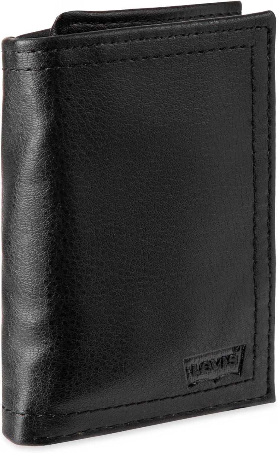 imageLevis Mens RFID Trifold WalletSleek and Slim Includes ID Window and Credit Card HolderNoir Black