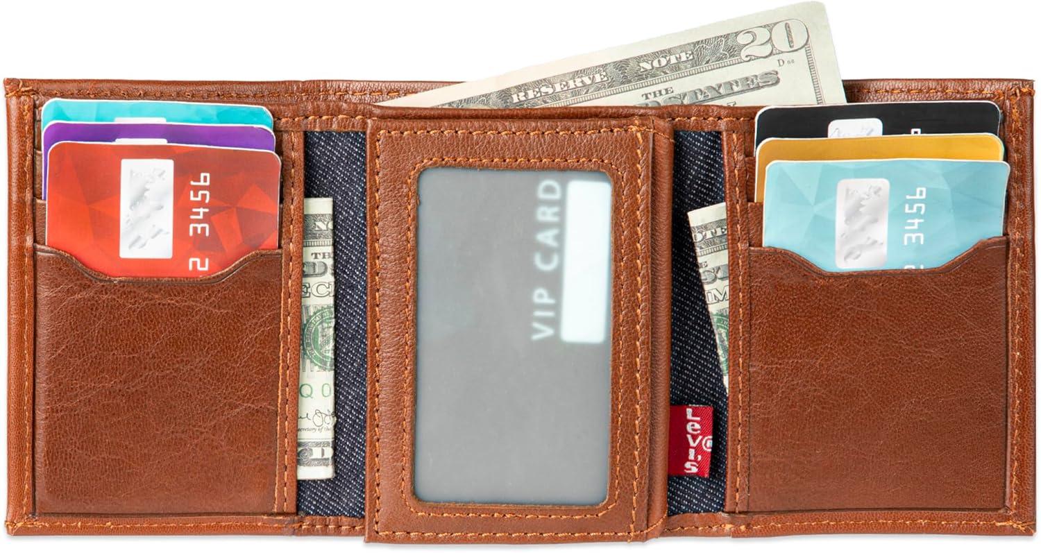 imageLevis Mens RFID Trifold WalletSleek and Slim Includes ID Window and Credit Card HolderTan Xcap