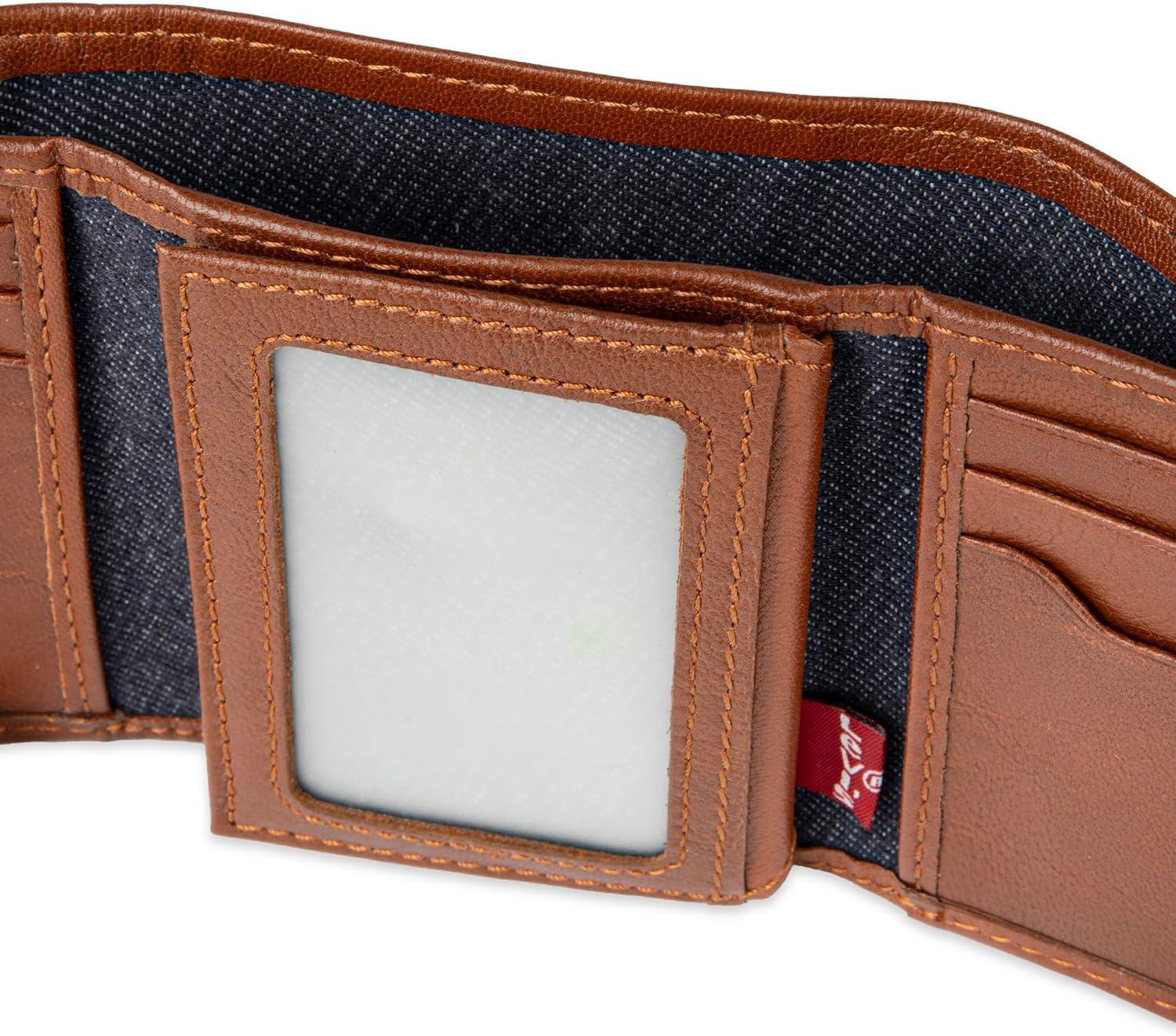 imageLevis Mens RFID Trifold WalletSleek and Slim Includes ID Window and Credit Card HolderTan Xcap
