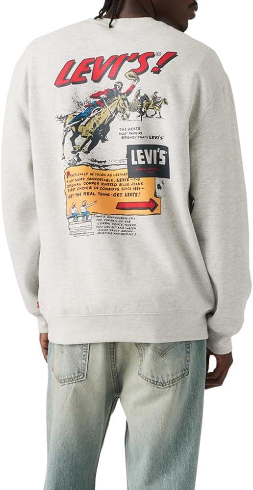 imageLevis Mens Relaxed Graphic Crewneck SweatshirtNew Light Heather Grey