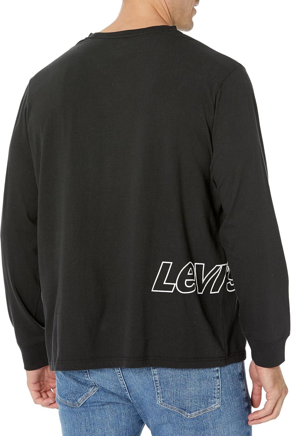 imageLevis Mens Relaxed Graphic Long Sleeve TShirtDouble Oblique Logo Caviar