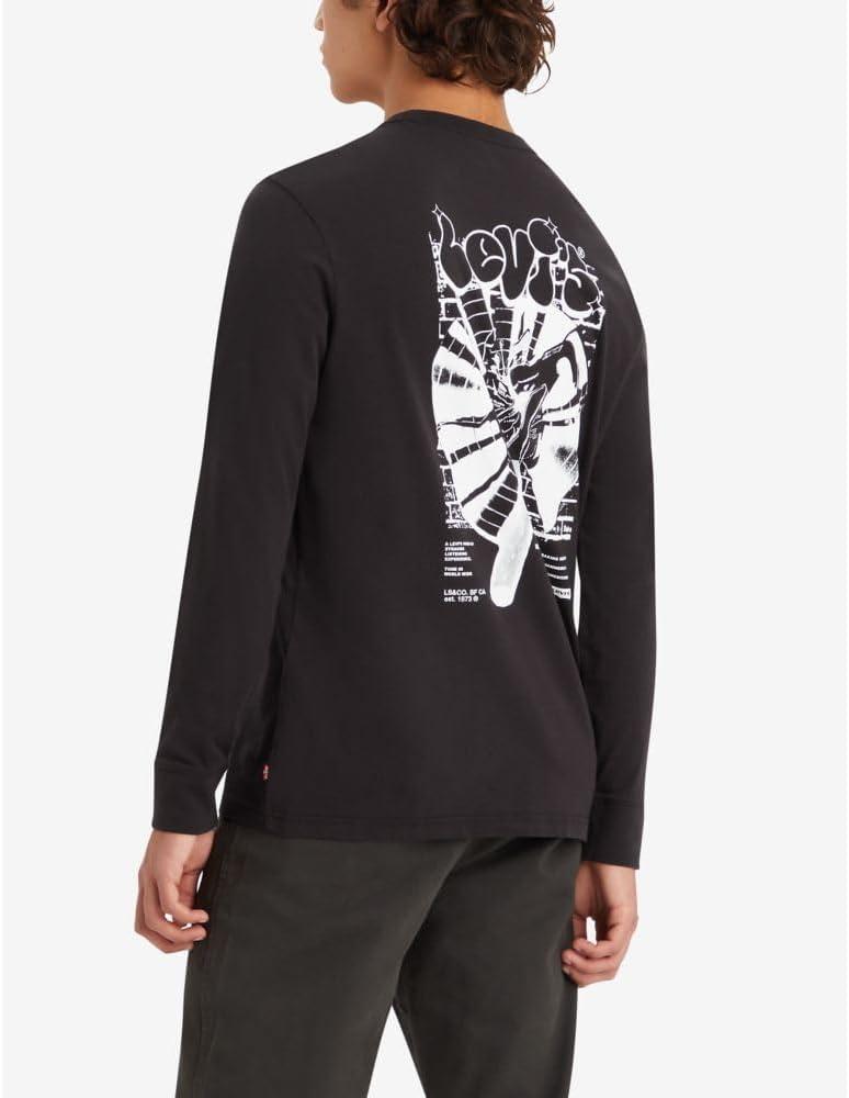 imageLevis Mens Relaxed Graphic Long Sleeve TShirtNew Broken Record Ls Caviar