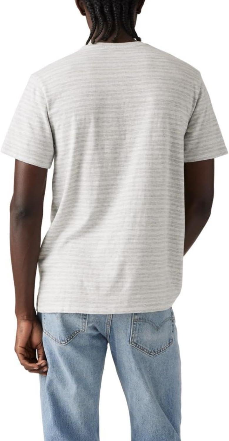 imageLevis Mens Short Sleeve Classic Pocket Tee Available in BigDerby Stripe Light Grey Heather Jersey