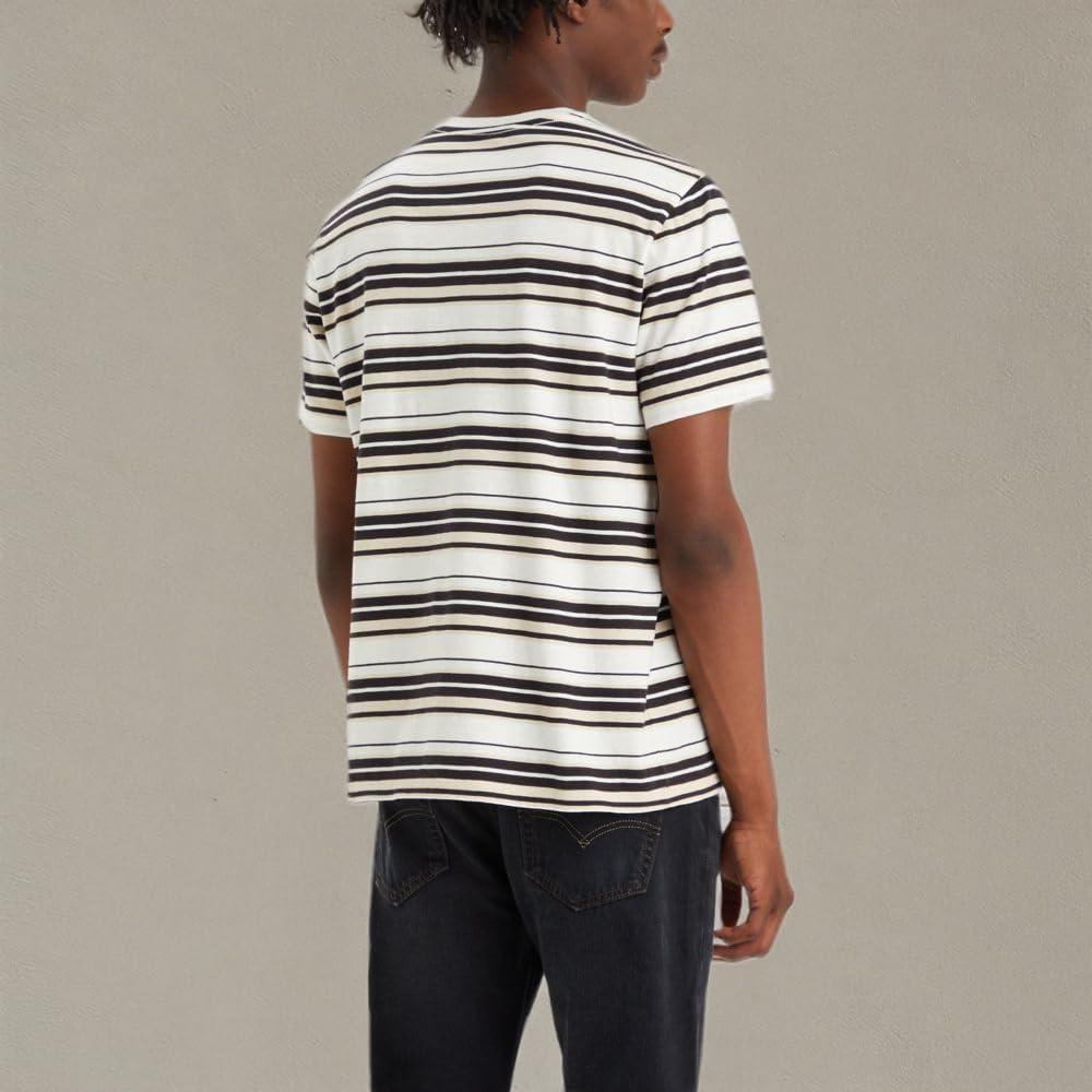 imageLevis Mens Short Sleeve Classic Pocket Tee Available in BigNew Sophmore Stripe Cloud Dancer